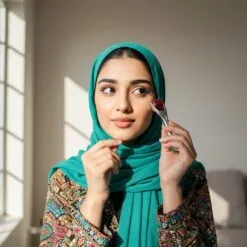 girl using derma roller
