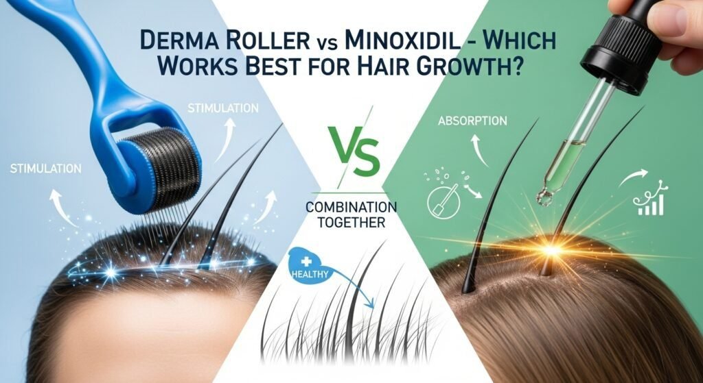derma roller vs minoxidil